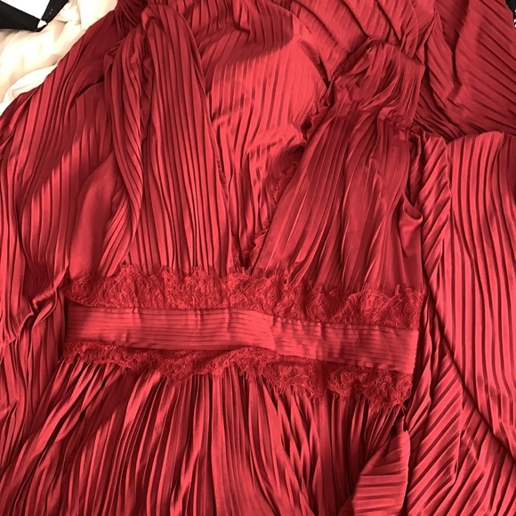ASOS Dresses & Skirts - Pleated Burgundy Full Length Lace Gown